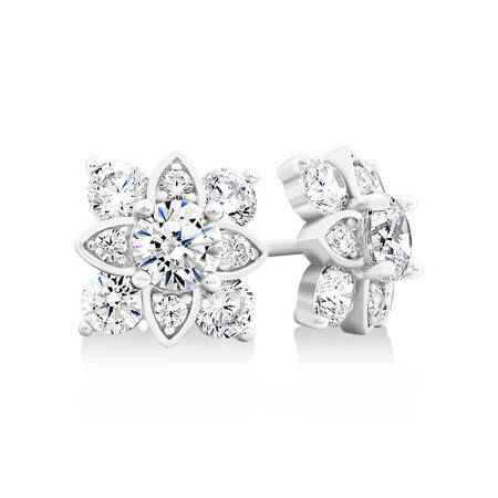 Stud Earrings with Cubic Zirconia in Sterling Silver Stud Earrings with Cubic Zirconia in Sterling Silver