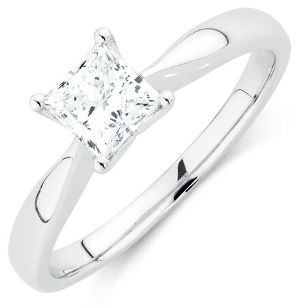 Certified Solitaire Engagement Ring with a 0.70 Carat TW Diamond in 14ct White Gold