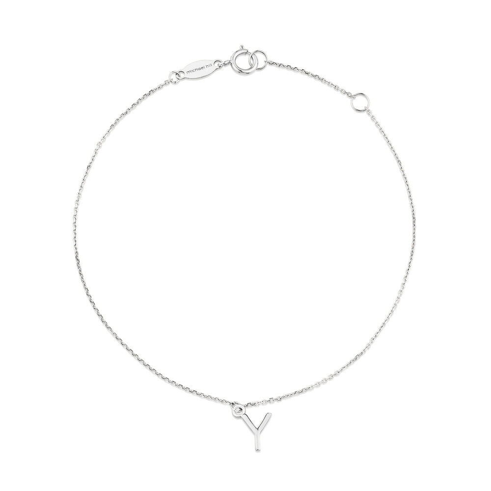 19cm (7.5") Y Initial Bracelet in Sterling Silver