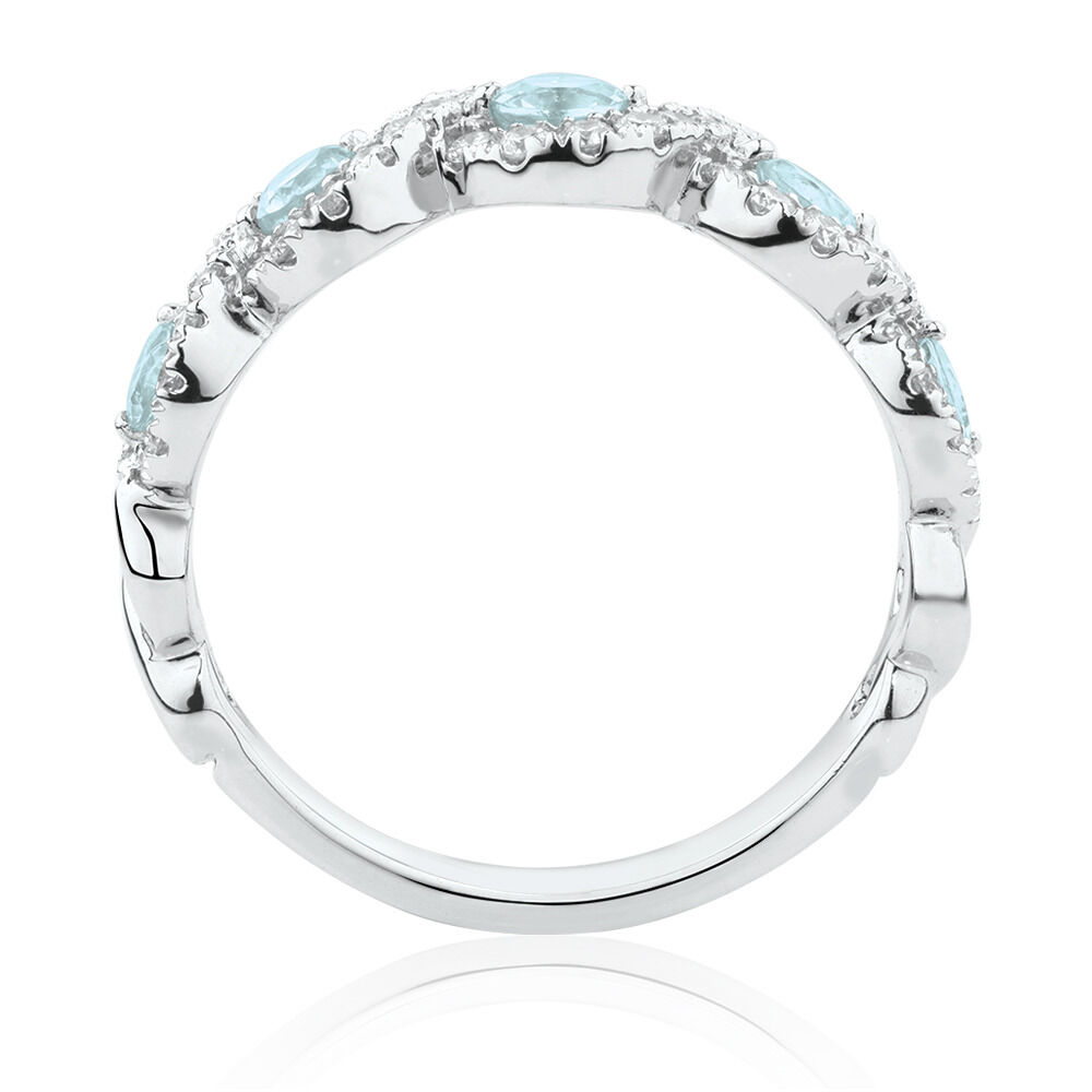 Bubble Ring with 1/2 Carat TW of Diamonds & Natural Aquamarine in 14kt White Gold