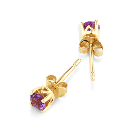 Stud Earrings with Amethyst in 10kt Yellow Gold Stud Earrings with Amethyst in 10kt Yellow Gold