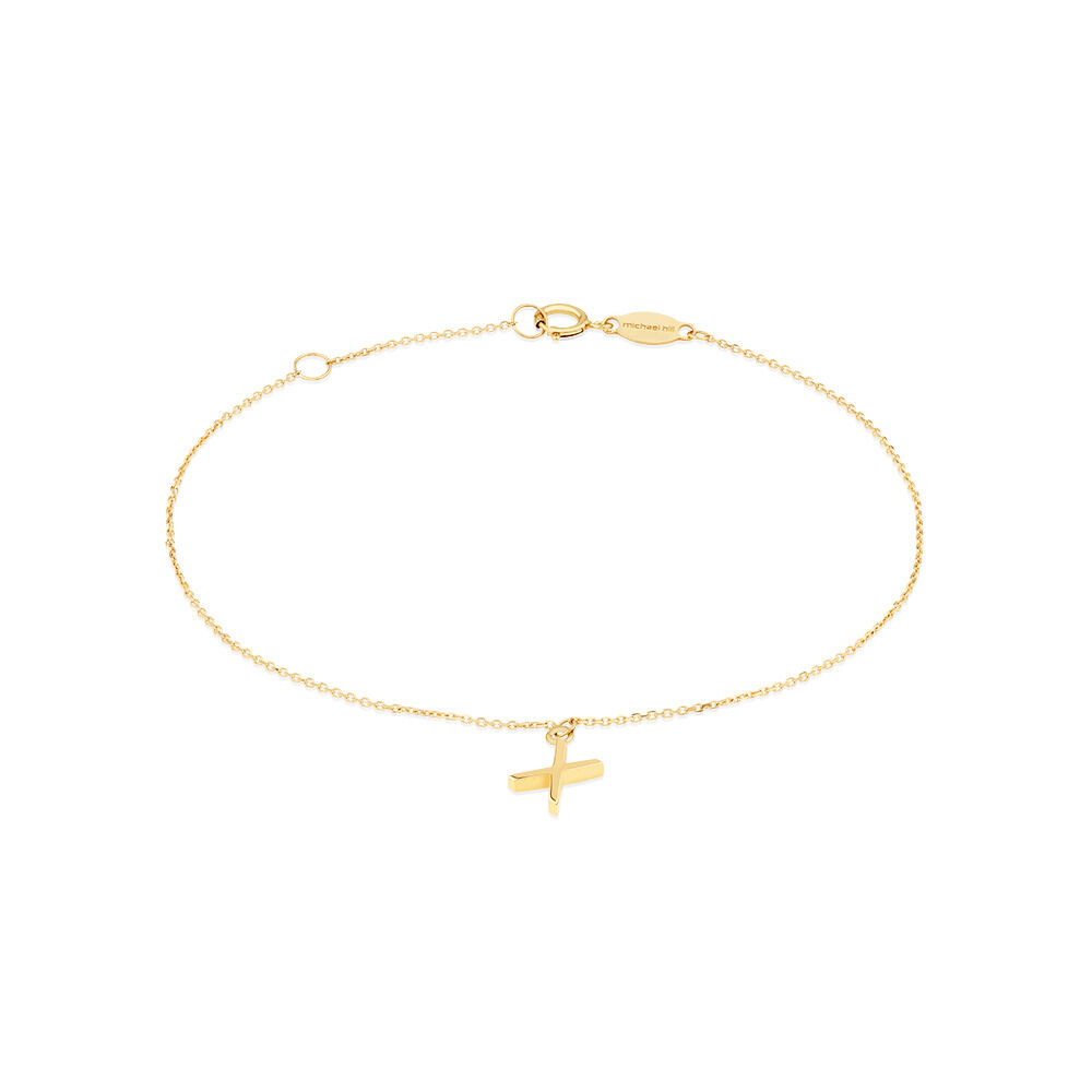 Collier à pendentif initiale X en or jaune 10 K
