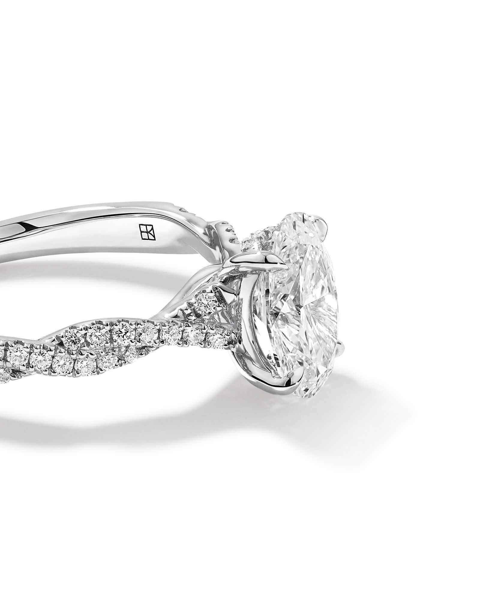 1.70 Carat TW Oval Cut Lab-Grown Diamond Twist Band Engagement Ring in 14kt White Gold
