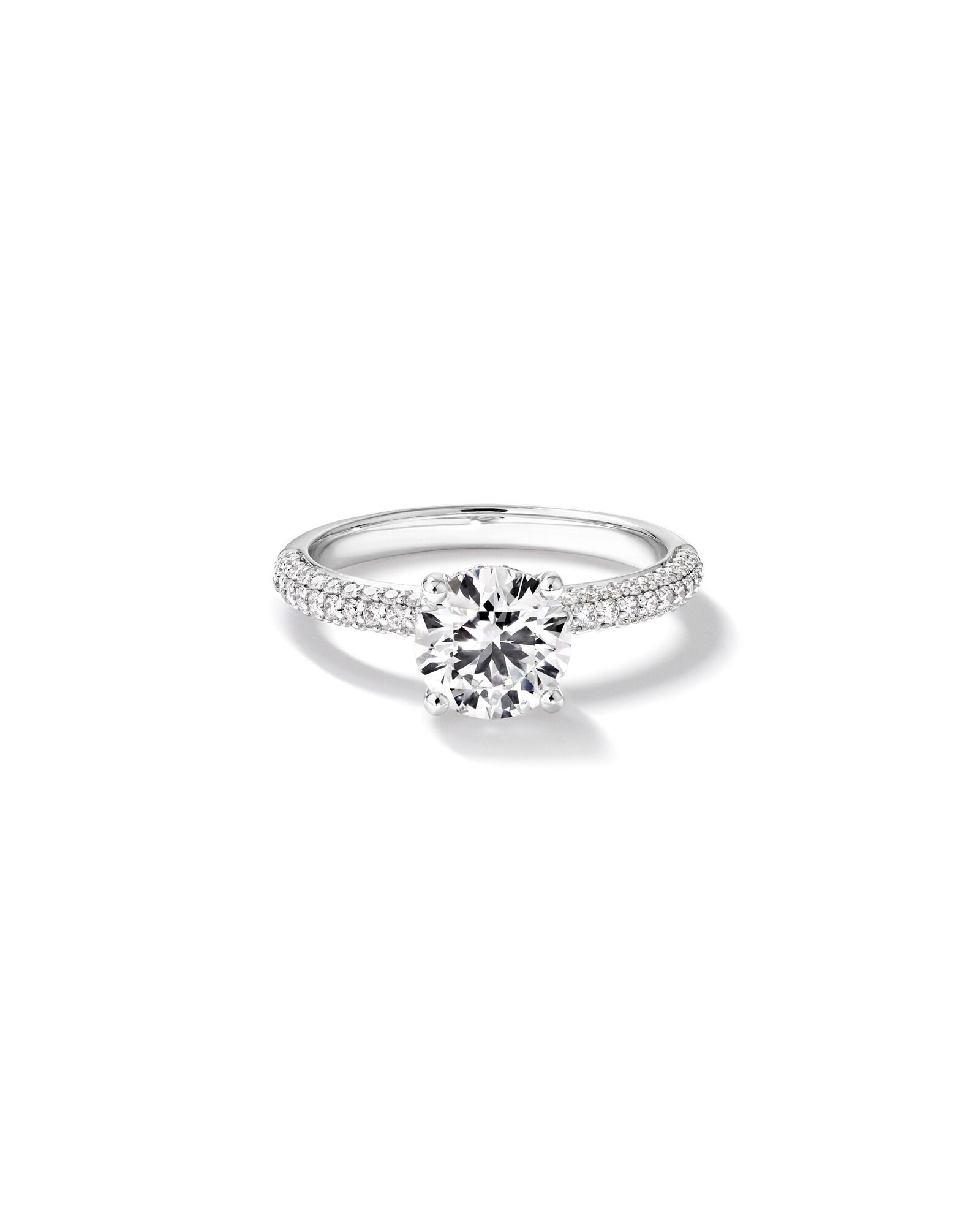 1.95 Carat TW Round Brilliant Laboratory-Grown Diamond Solitaire Side Accent Engagement Ring in 14kt Gold