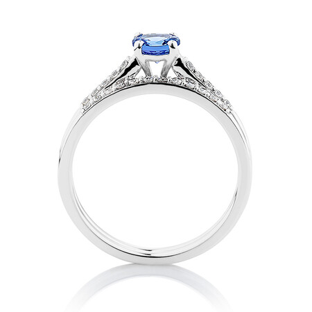 Evermore Bridal Set with Tanzanite & 1/5 Carat TW of Diamonds in 10kt White Gold Evermore Bridal Set with Tanzanite & 1/5 Carat TW of Diamonds in 10kt White Gold