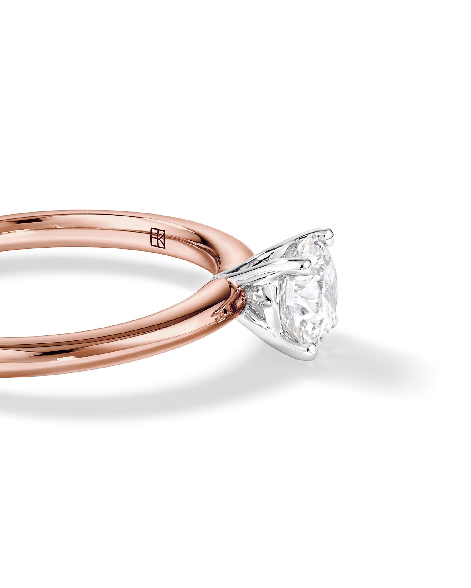 Bague de fiançailles solitaire ronde en diamants brillants de laboratoire TW de 0,70 carat en or rose et blanc 14 carats