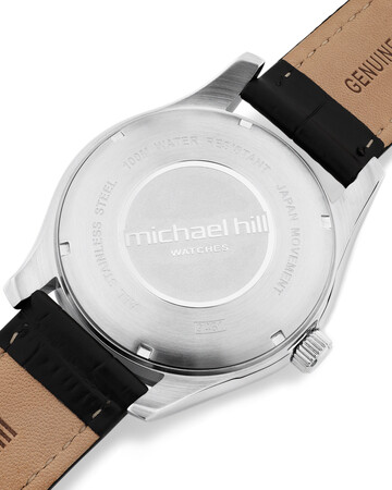 Men's Watch in Stainless Steel & Black Leather Men's Watch in Stainless Steel & Black Leather