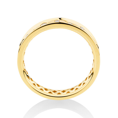 Hammer Set Barrel Ring with 0.10 Carat TW of Diamonds in 10kt Yellow Gold Hammer Set Barrel Ring with 0.10 Carat TW of Diamonds in 10kt Yellow Gold