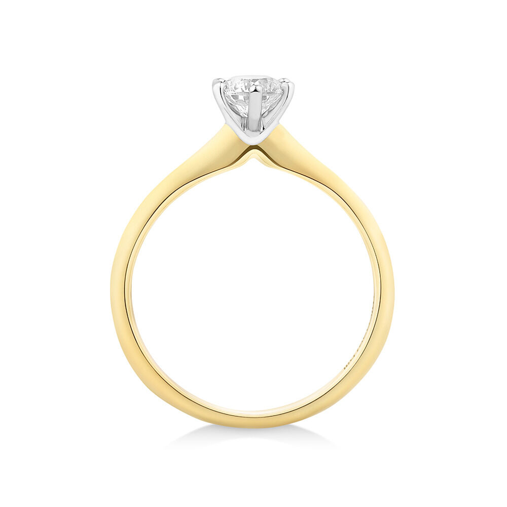 Bague de fiançailles en or jaune et blanc 18 K à diamant solitaire certifié totalisant 0,50 ct