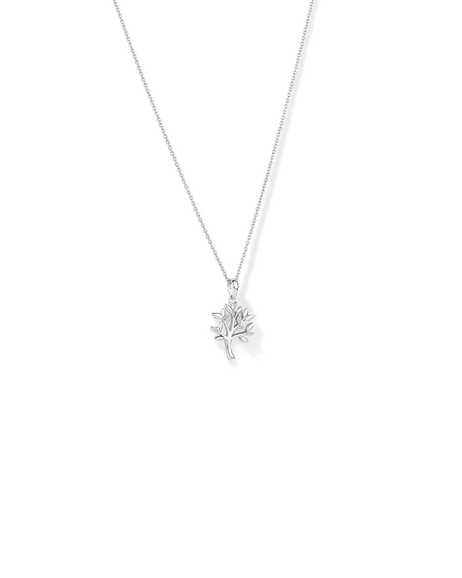 Tree of Life Pendant and Chain with Cubic Zirconia Sterling Silver