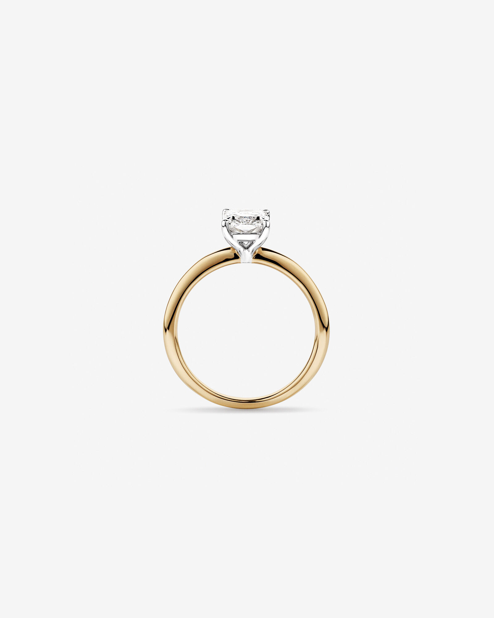 Bague de fiançailles solitaire en diamants de laboratoire TW Radiant de 1,25 carat en or jaune et blanc 14 carats