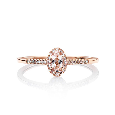 Halo Ring with Diamonds & Morganite in 10kt Rose Gold Halo Ring with Diamonds & Morganite in 10kt Rose Gold
