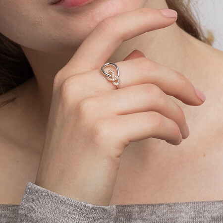 Knots Ring with 0.11 Carat TW of Diamonds in Sterling Silver & 10kt Rose Gold Knots Ring with 0.11 Carat TW of Diamonds in Sterling Silver & 10kt Rose Gold