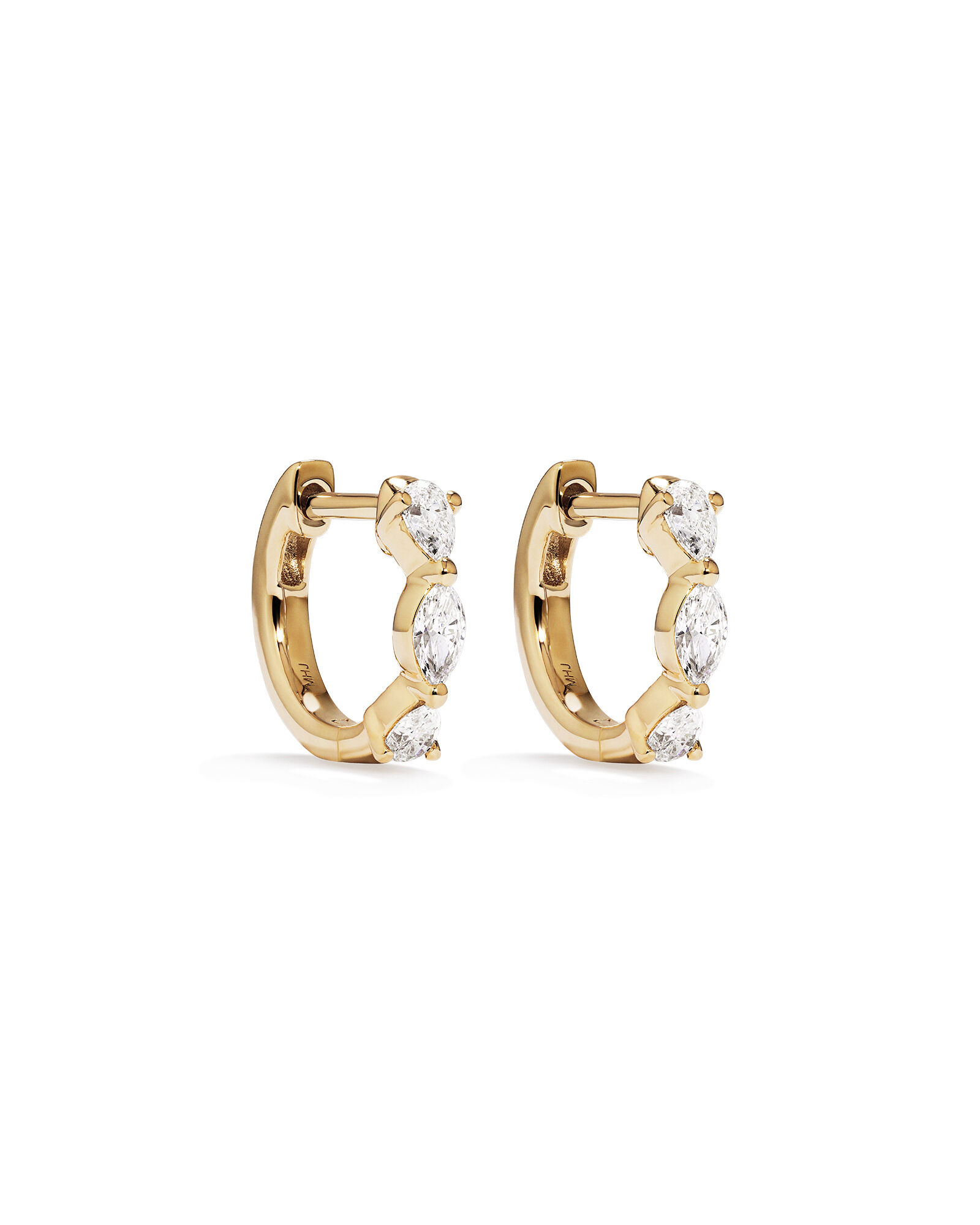 Gold and diamond huggie earrings deals