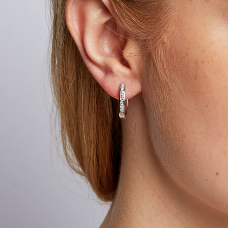 Hoop Earrings with 1/3 Carat TW of Diamonds in 10kt White Gold Hoop Earrings with 1/3 Carat TW of Diamonds in 10kt White Gold
