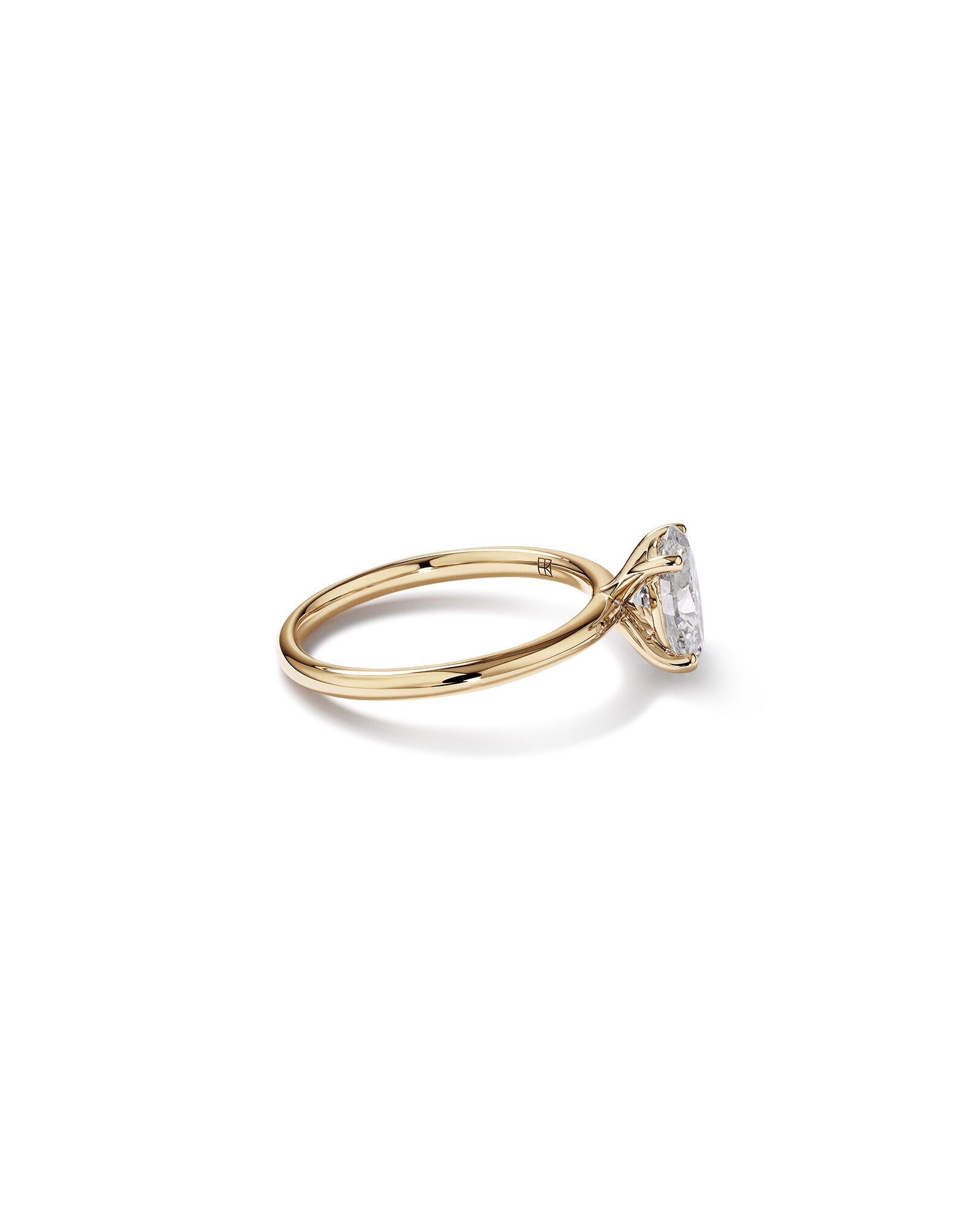 Bague de fiançailles solitaire ovale en diamant cultivé en laboratoire TW de 1,25 carat en or jaune 14 carats