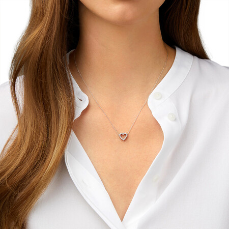 Heart Pendant with Diamonds in 10kt White Gold Heart Pendant with Diamonds in 10kt White Gold