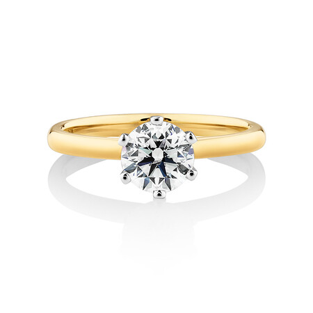 Michael Hill Solitaire Engagement Ring with a 1 Carat TW Diamond with the De Beers Code of Origin in 18kt Yellow & White Gold Michael Hill Solitaire Engagement Ring with a 1 Carat TW Diamond with the De Beers Code of Origin in 18kt Yellow & White Gold