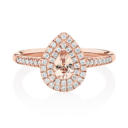 Sir Michael Hill Designer Fashion Ring with Morganite & 1/4 Carat TW of Diamonds in 10kt Rose Gold Sir Michael Hill Designer Fashion Ring with Morganite & 1/4 Carat TW of Diamonds in 10kt Rose Gold