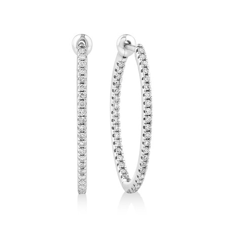Oval Shape Hoop Earrings with 0.50ct TW of Diamonds in 10kt White Gold Oval Shape Hoop Earrings with 0.50ct TW of Diamonds in 10kt White Gold