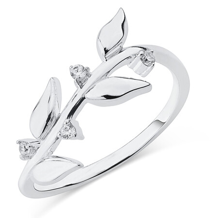 Leaf Ring with Cubic Zirconia in Sterling Silver Leaf Ring with Cubic Zirconia in Sterling Silver