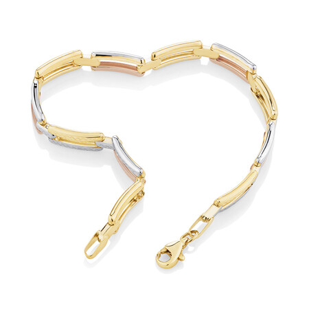19cm (7.5") Bracelet in 10kt Yellow, White & Rose Gold 19cm (7.5") Bracelet in 10kt Yellow, White & Rose Gold
