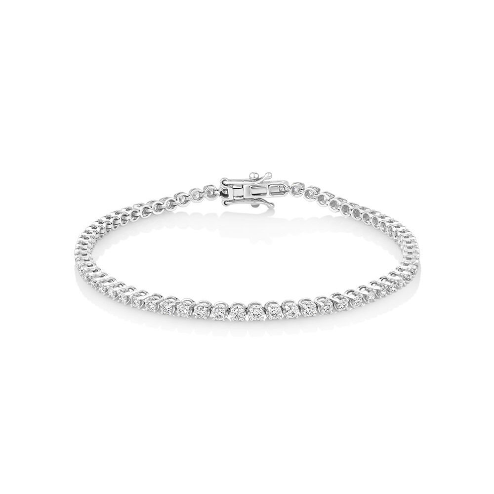 Carat TW Laboratory-Grown Diamond Tennis Bracelet set in 10kt White Gold