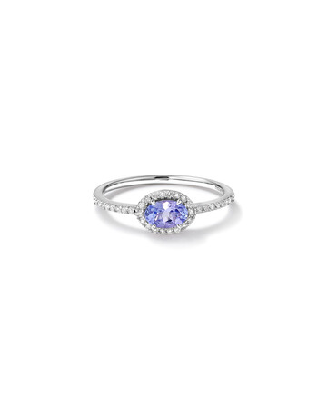 Halo Ring with Tanzanite & .15 TW Carat Of Diamonds in 10kt White Gold Halo Ring with Tanzanite & .15 TW Carat Of Diamonds in 10kt White Gold