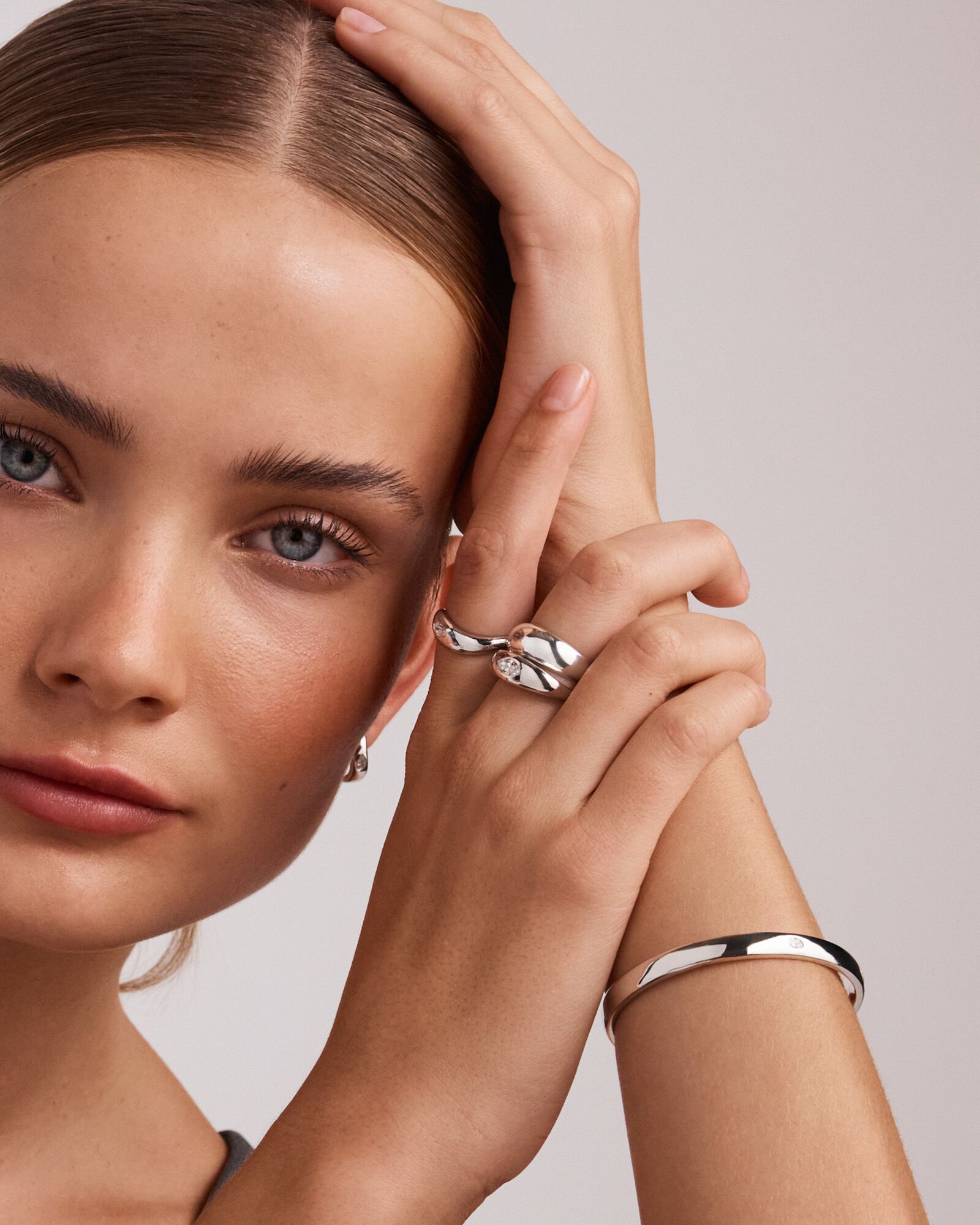 0.20 Carat TW Laboratory-Grown Marquise Diamond Swirl Ring in Sterling Silver