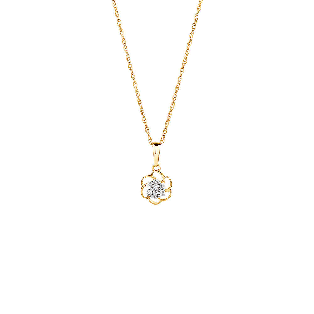 Flower Pendant with Diamonds in 10kt 