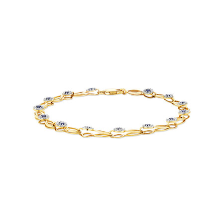Bracelet with Laboratory Created Sapphire & 0.25 Carat TW of Natural Diamonds in 10kt Yellow Gold