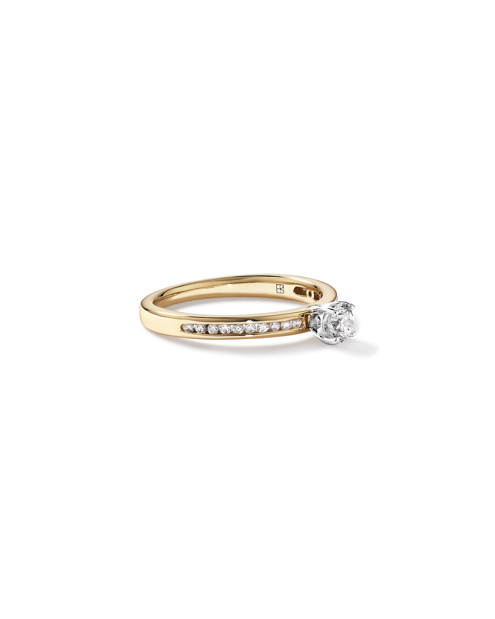 Bague avec diamant Signature 101 rond brillant de 0,45 carat TW en or jaune et blanc 14 carats