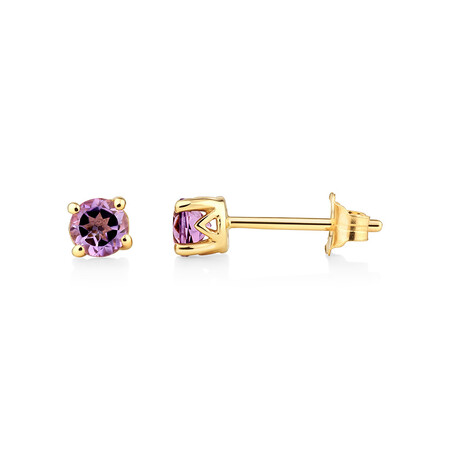 Stud Earrings with Amethyst in 10kt Yellow Gold Stud Earrings with Amethyst in 10kt Yellow Gold