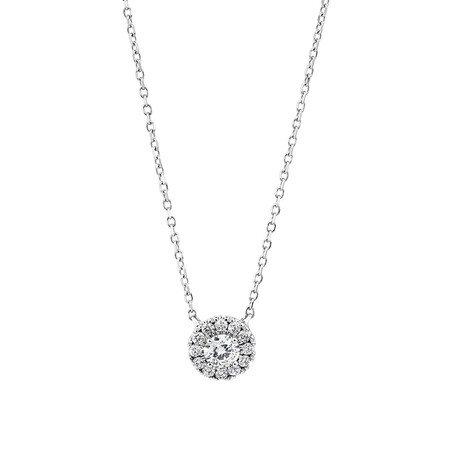 Halo Necklace with 0.23 Carat TW of Diamonds in 10kt White Gold Halo Necklace with 0.23 Carat TW of Diamonds in 10kt White Gold