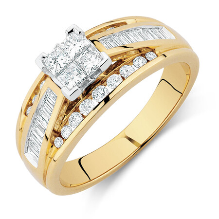Engagement Ring with 1 Carat TW of Diamonds in 14kt Yellow & White Gold Engagement Ring with 1 Carat TW of Diamonds in 14kt Yellow & White Gold