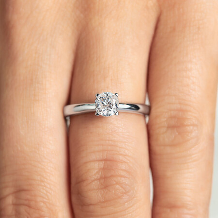 Solitaire Engagement Ring with 0.70 Carat TW of Diamonds in 14kt White Gold Solitaire Engagement Ring with 0.70 Carat TW of Diamonds in 14kt White Gold