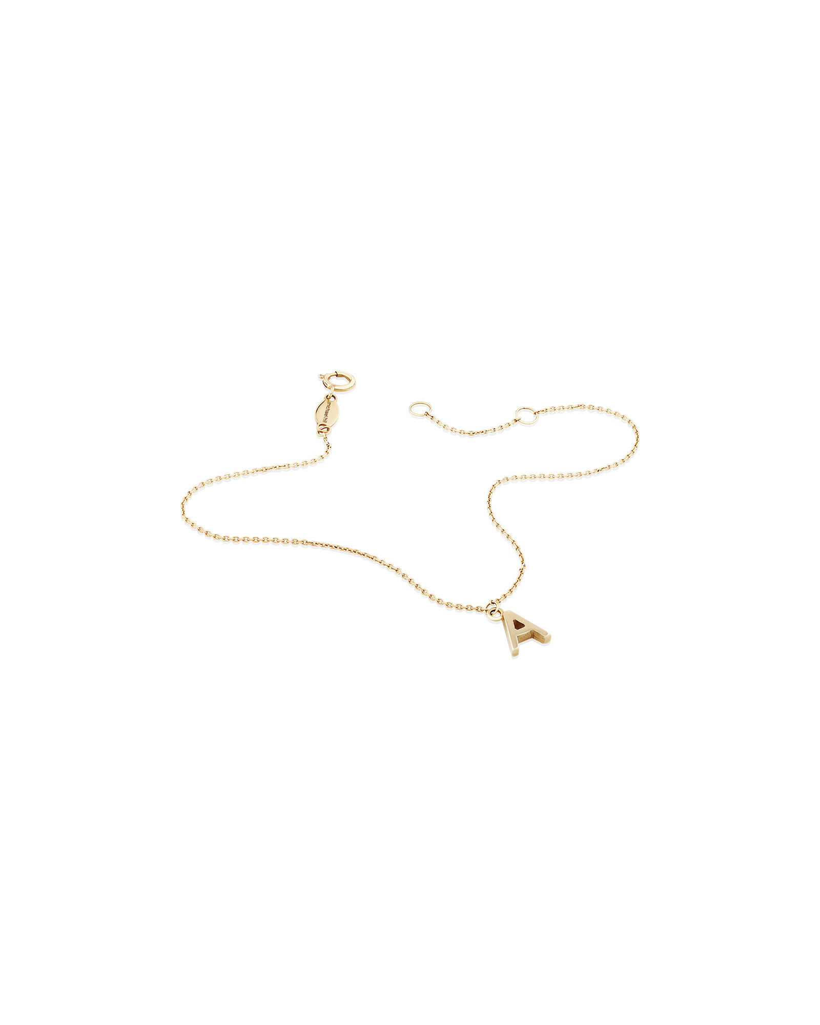 19cm (7.5") A Initial Bracelet in 10kt Yellow Gold