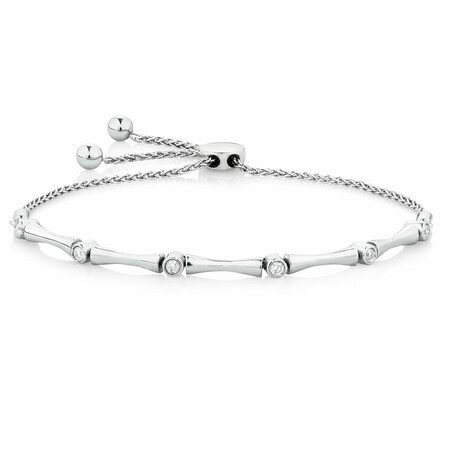 Adjustable Bracelet with 0.15 Carat TW of Diamonds in Sterling Silver