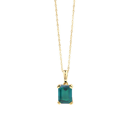 Pendant With Created Emerald In 10kt Yellow Gold Pendant With Created Emerald In 10kt Yellow Gold