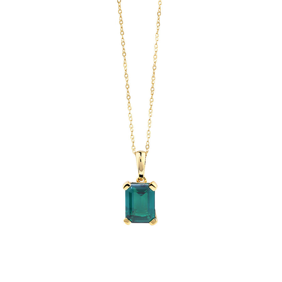 Pendant With Created Emerald In 10kt Yellow Gold