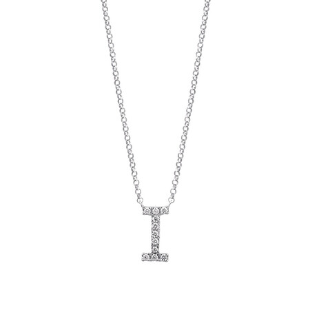 I Initial Necklace with 0.10 Carat TW of Diamonds in 10kt White Gold I Initial Necklace with 0.10 Carat TW of Diamonds in 10kt White Gold