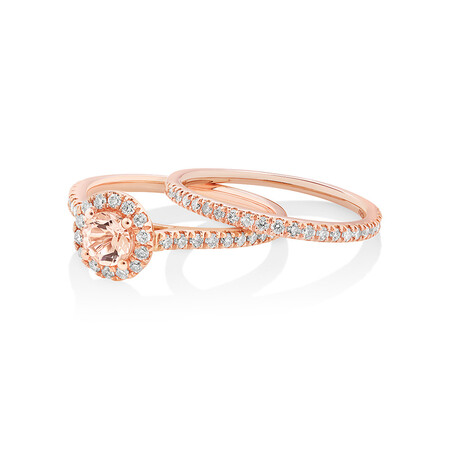 Evermore Bridal Set with Morganite & 1/2 Carat TW of Diamonds in 14kt Rose Gold Evermore Bridal Set with Morganite & 1/2 Carat TW of Diamonds in 14kt Rose Gold
