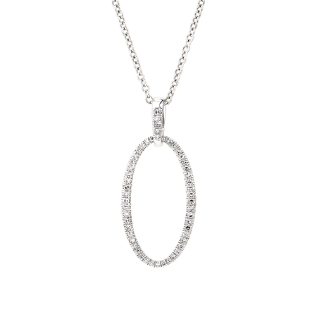 Open Oval Pendant with 0.25 Carat TW of Diamonds in Sterling Silver Open Oval Pendant with 0.25 Carat TW of Diamonds in Sterling Silver