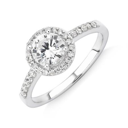 Halo Ring with Cubic Zirconia in Sterling Silver Halo Ring with Cubic Zirconia in Sterling Silver