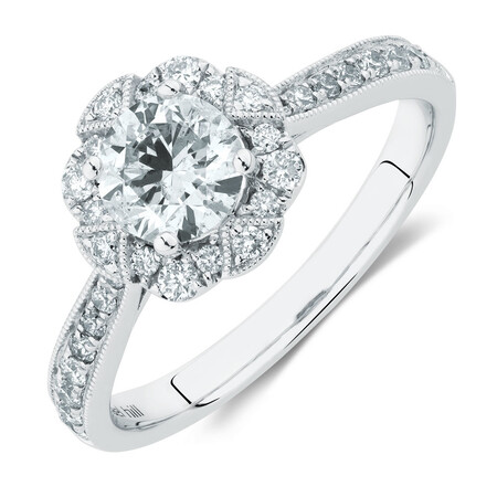 Engagement Ring With 1.03 Carat TW Of Diamonds In 14kt White Gold Engagement Ring With 1.03 Carat TW Of Diamonds In 14kt White Gold