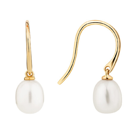 Drop Earrings with Cultured Freshwater Pearl in 10kt Yellow Gold Drop Earrings with Cultured Freshwater Pearl in 10kt Yellow Gold