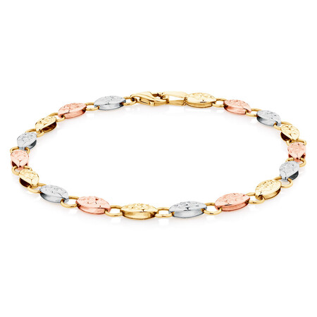 Fancy Bracelet in 10kt Yellow, White & Rose Gold Fancy Bracelet in 10kt Yellow, White & Rose Gold