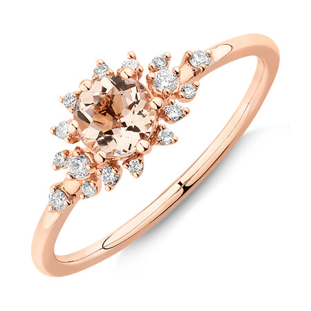 Ring with Morganite & 0.10 Carat TW of Diamonds in 10kt Rose Gold