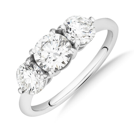 Laboratory-Created 1.70 Carat Oval Three Stone Diamond Ring In 14kt White Gold Laboratory-Created 1.70 Carat Oval Three Stone Diamond Ring In 14kt White Gold