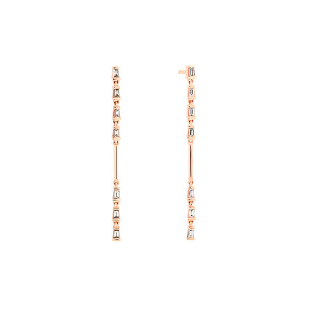 Linear Drop Earrings With 0.16 Carat TW Diamonds In 10kt Rose Gold Linear Drop Earrings With 0.16 Carat TW Diamonds In 10kt Rose Gold